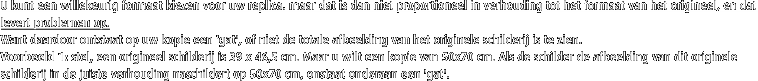 U kunt een willekeurig formaat kiezen voor uw replica. maar dat is dan niet proportioneel in verhouding tot het formaat van het origineel, en dat levert problemen op.